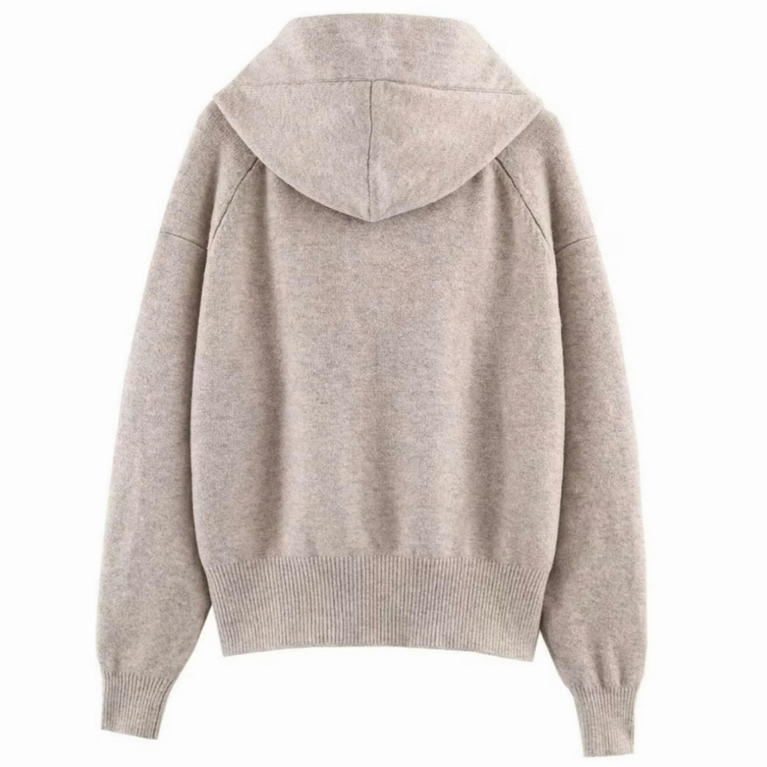 ZARA - 【予約販売】フード付きタイベルトニットカーディガンの通販 by