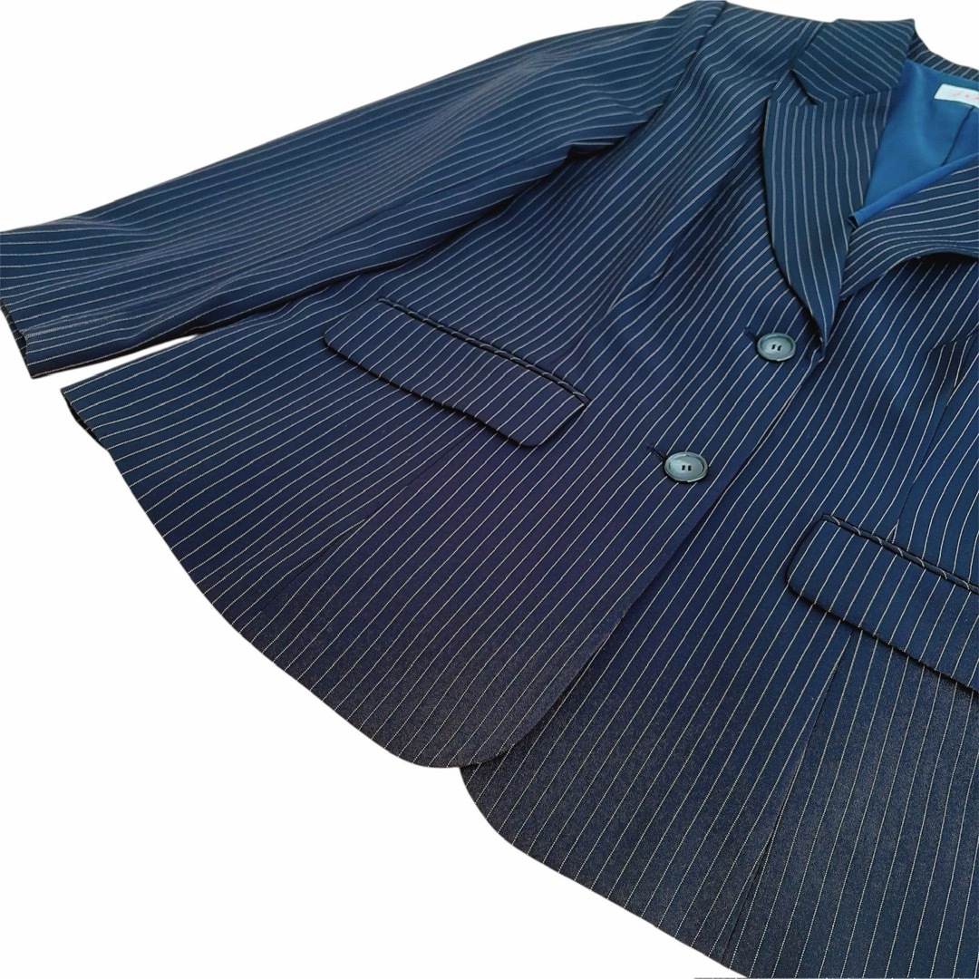 M'S GRACY - GRACY ネイビー ストライプ レディーススーツ 大きい