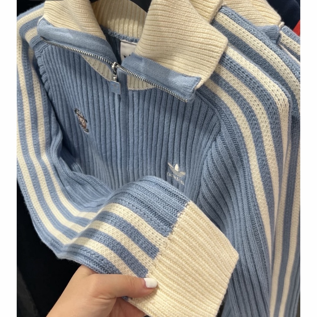 adidas - 海外限定XS Adidasジップアップ ニットジャケット KF0719の