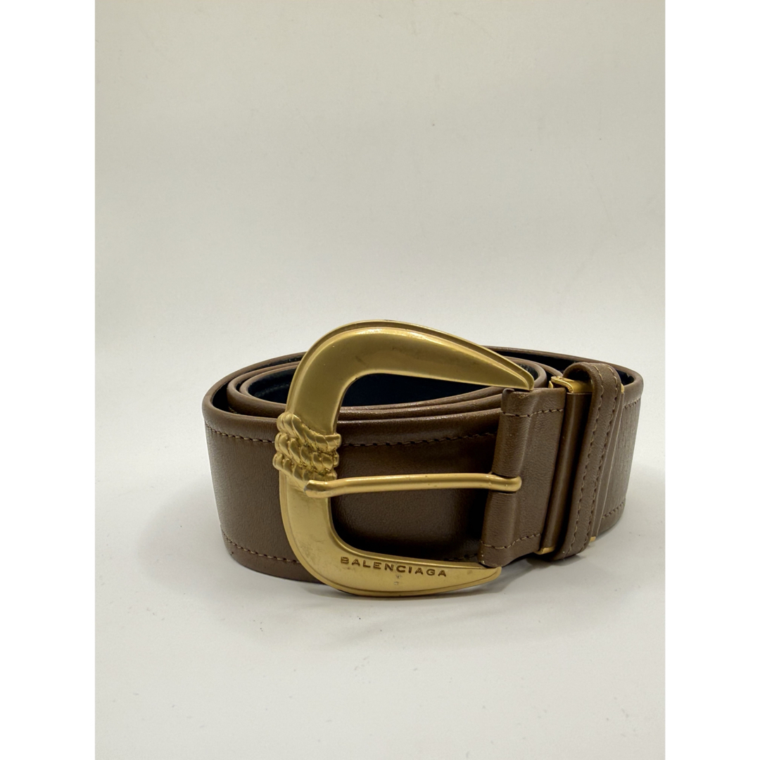 BALENCIAGA - Balenciaga レザーベルト ブラウン ゴールド金具の通販