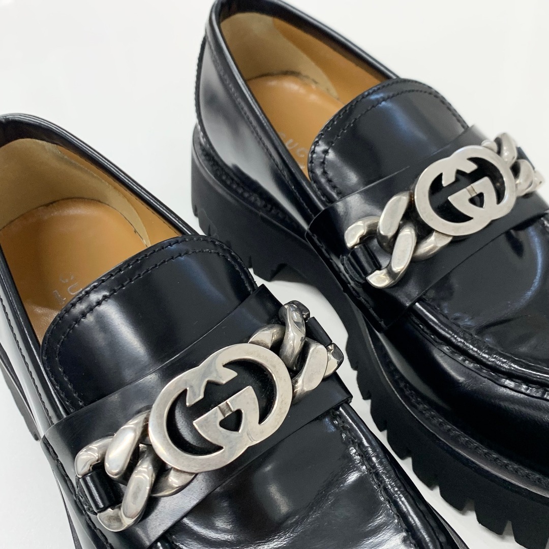GUCCI - M12666 グッチ レザー インターロッキングG チェーン