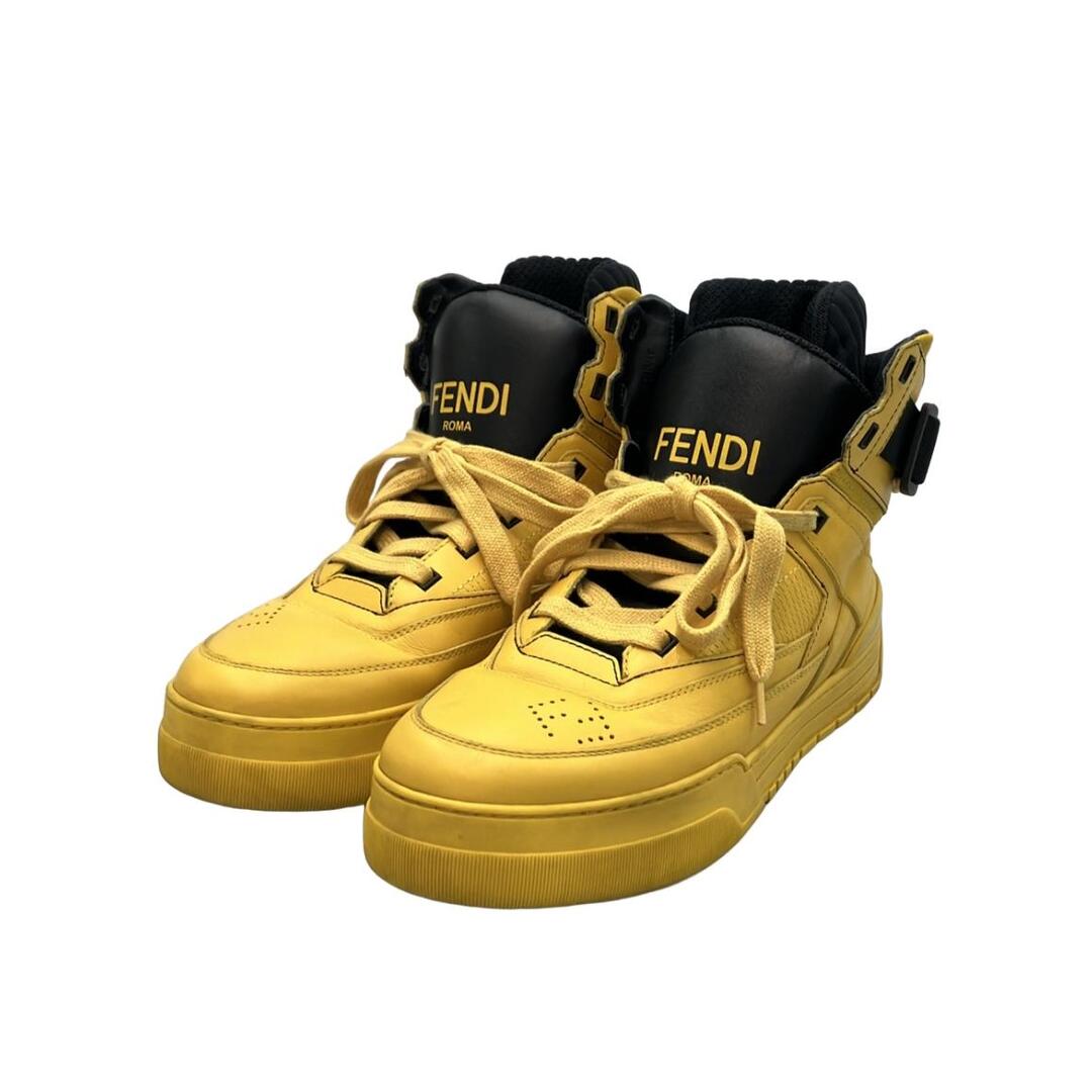 s*9様 FENDI フェンディ ハイカット スニーカー 白 レザー 6.5 イ
