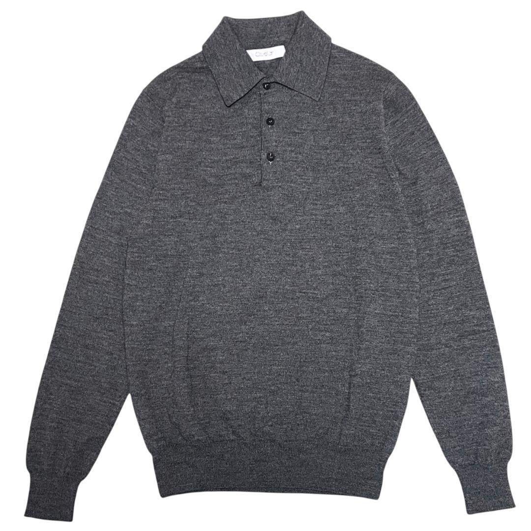 Cruciani／クルチアーニ／長袖ニットポロシャツ／コットン100