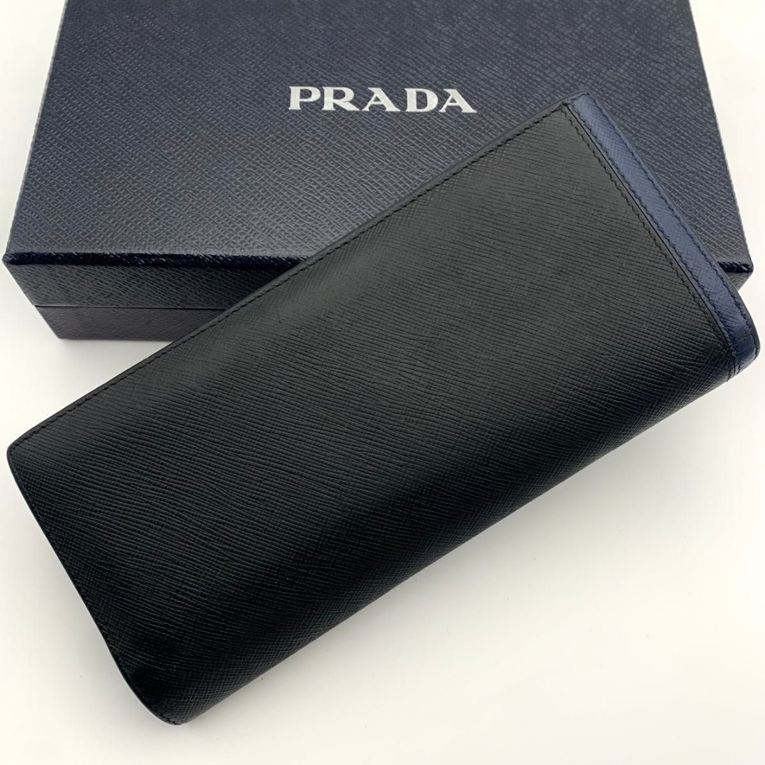 PRADA - 鑑定済み プラダ 二つ折り 長財布 サフィアーノ レザー ロゴ
