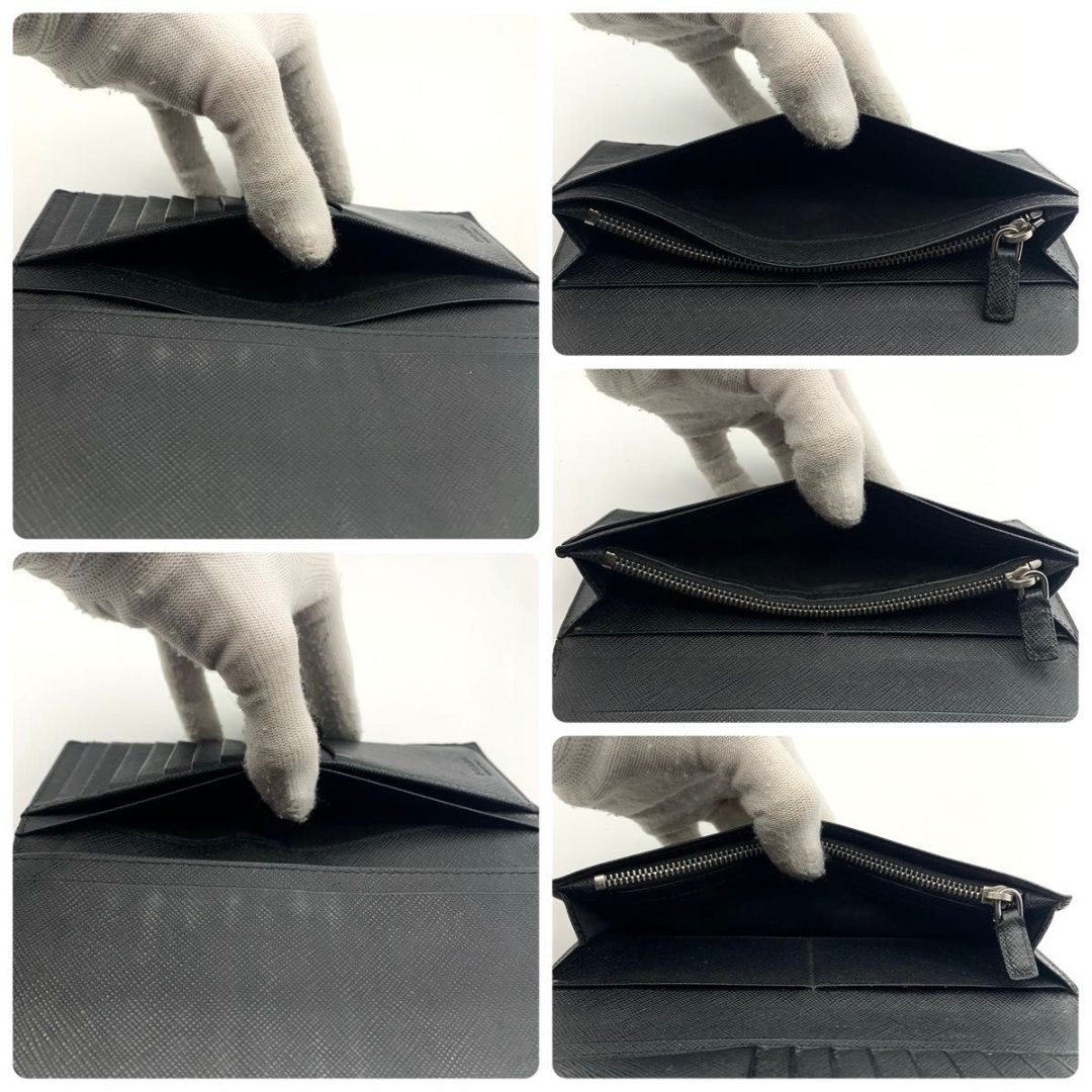 PRADA - 鑑定済み プラダ 二つ折り 長財布 サフィアーノ レザー ロゴ