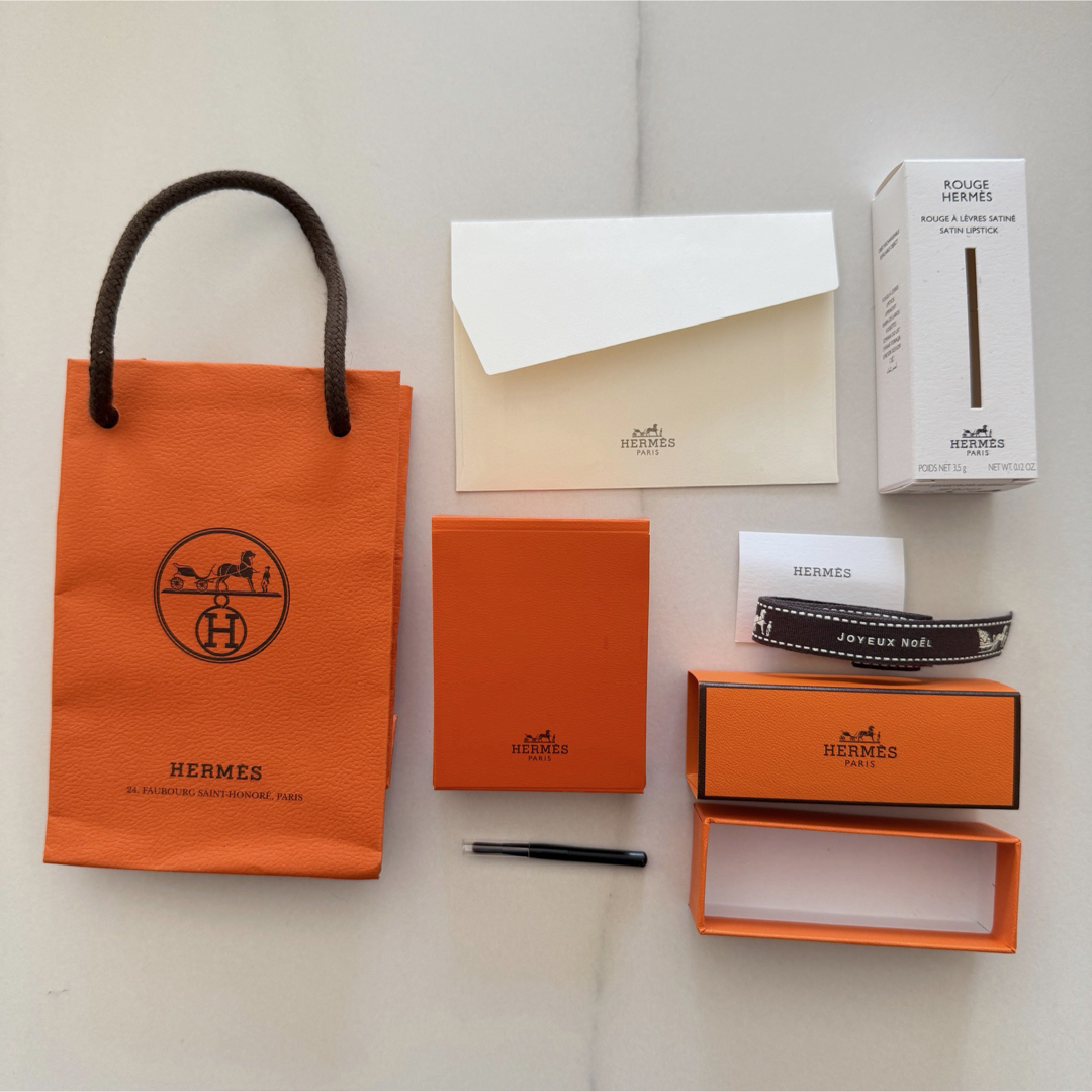 HERMES ギフトボックス 2点セット。リボン2点。保存袋。 HERMES ギフト