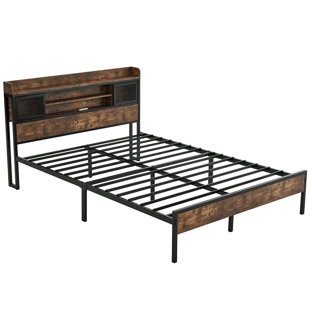 ベッドフレーム ダブルベッド アイアンベッド パイプベッド コンセント