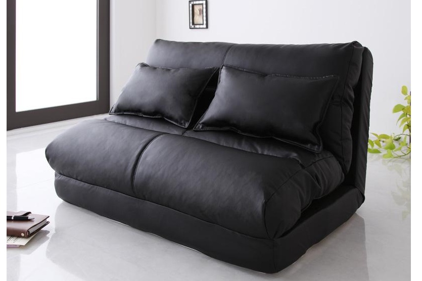 レザーがかっこいい！折りたたみソファーベッド 幅120cm｜ハレノワ