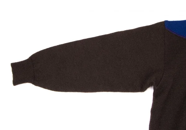 ISSEY MIYAKE MEN Wool Colour Switching Knit Sweater Blue,Brown M