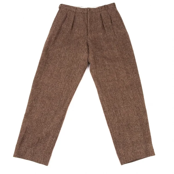 パパスPapas ツイードタックパンツ 茶他L (K-136644)