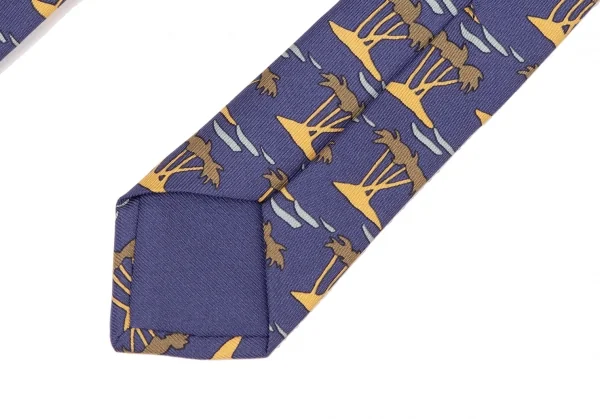 エルメスHERMES パーム柄シルクネクタイ 紫 (K-136578)