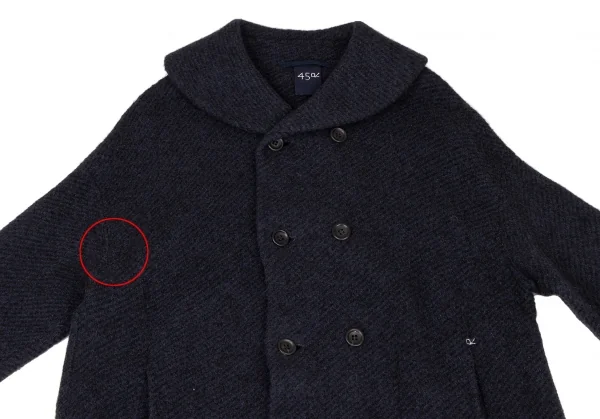 45rpm 45R ウールアルパカショールカラーツイルニットコート 紺黒0 (K