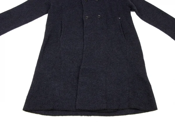 45rpm 45R ウールアルパカショールカラーツイルニットコート 紺黒0 (K