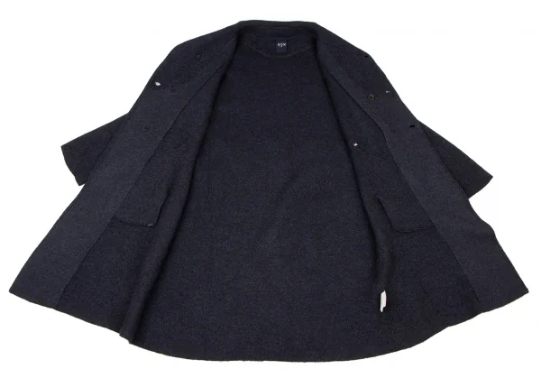 45rpm 45R ウールアルパカショールカラーツイルニットコート 紺黒0 (K
