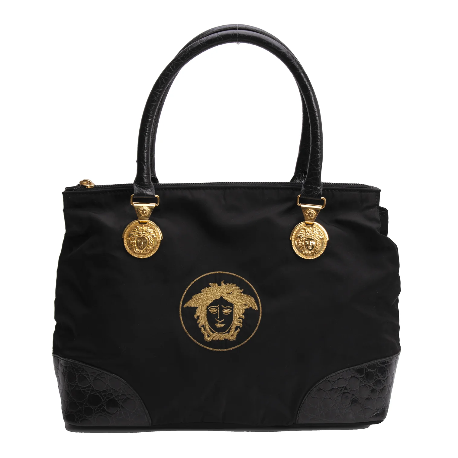 ジャンニヴェルサーチGIANNI VERSACE メデューサ刺繍切替ナイロン