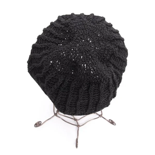 シャネルCHANEL デザイン編みニットキャップ 黒 (K-147691)