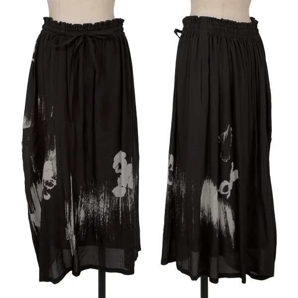ワイズY's パンジーグラフィックプリントスカート 黒他2 (K-162629)