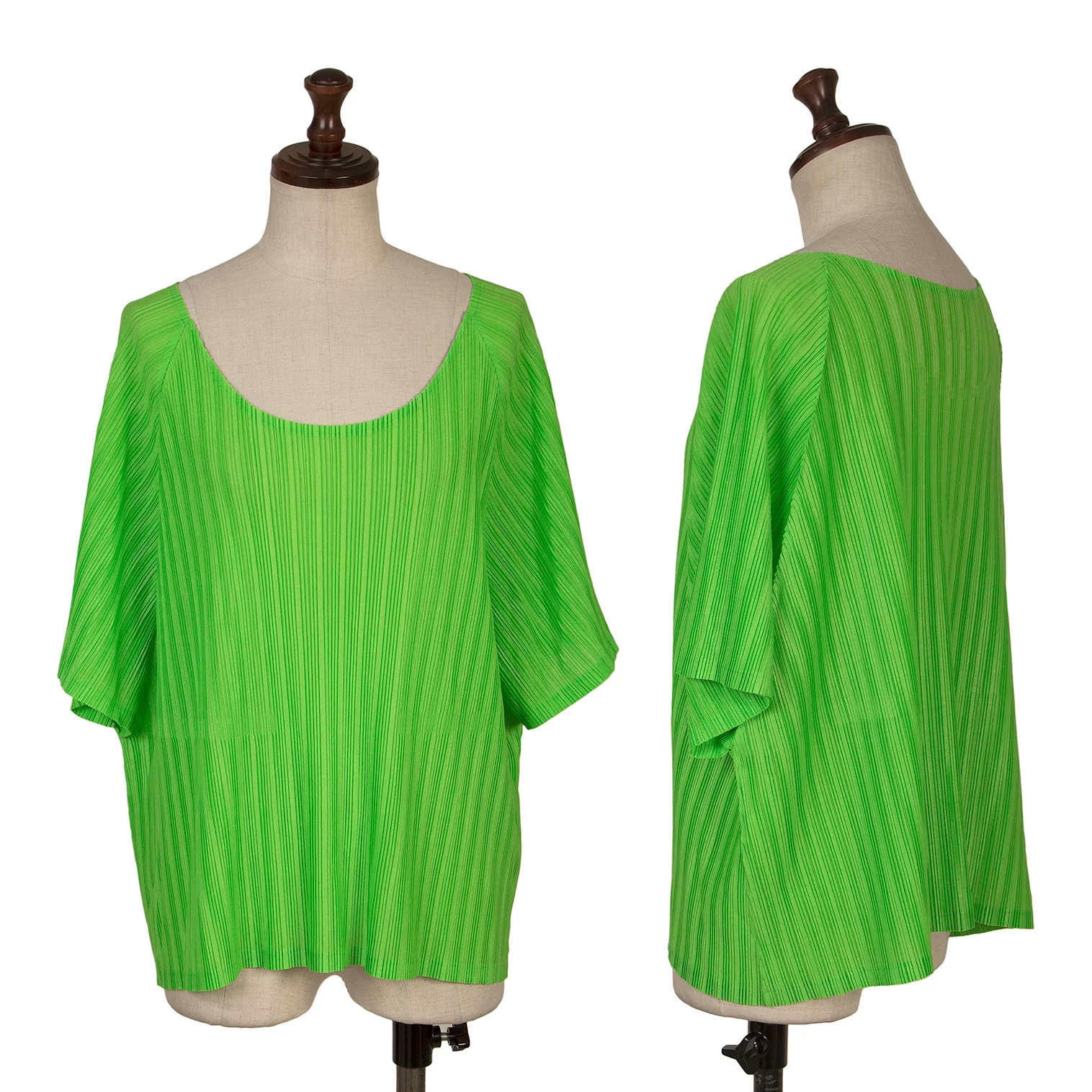 プリーツプリーズPLEATS PLEASE ラグラン半袖カットソー 黄緑3 (K-167877)