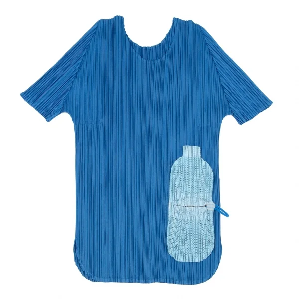 プリーツプリーズPLEATS PLEASE ボトルパッチTシャツ 青3 (K-106212)