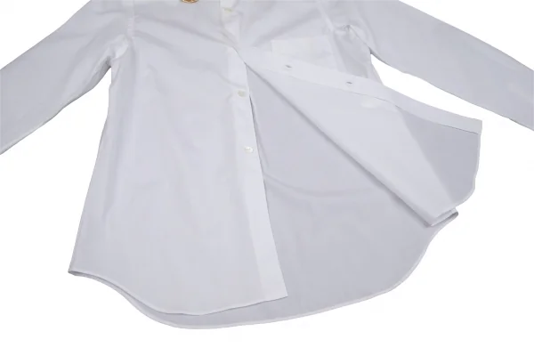 コムコム コムデギャルソンCOMME des GARCONS ラメ丸襟長袖シャツ 白金