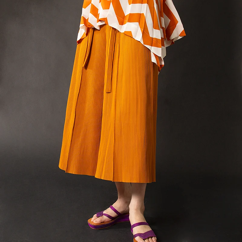 イッセイミヤケ ミーISSEY MIYAKE me ファインニットプリーツガウチョ