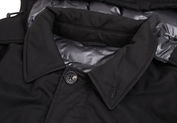 パパスプラスPapas+ コットンフーディーハーフダウンコート 黒LL (K