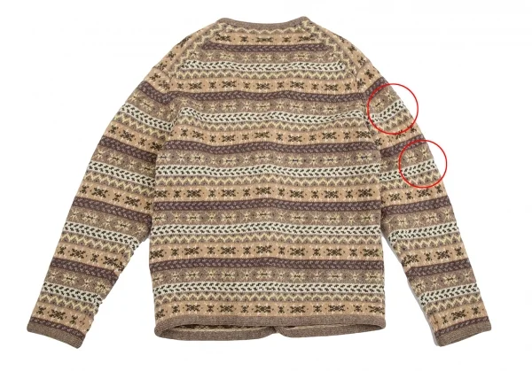 パパスPapas ウールくるみボタンフェアアイルニットカーディガン