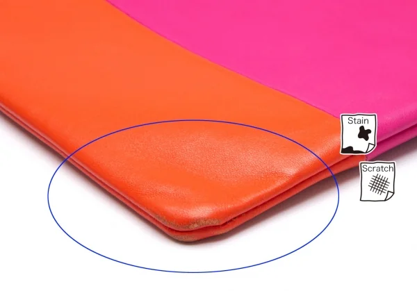 セリーヌCELINE バイカラーレザークラッチバッグ ピンクオレンジ (K