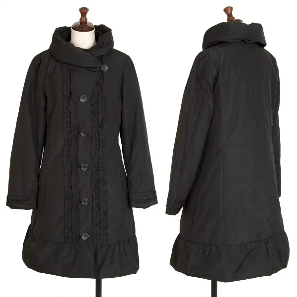 インゲボルグINGEBORG フリル装飾中綿コート 黒11 (K-114560)