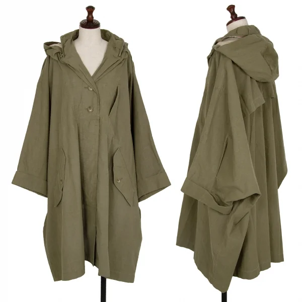 イッセイミヤケISSEY MIYAKE ミリタリーイカコート オリーブ9 (K-116618)