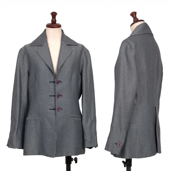 ロメオジリROMEO GIGLI 幾何学ジャガードダブルボタンジャケット S位