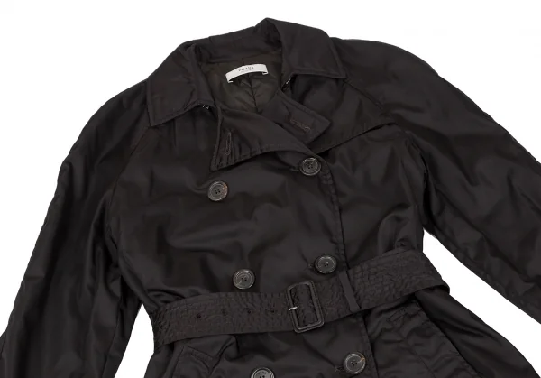 プラダPRADA ナイロン中綿トレンチコート 焦げ茶42 (K-118660)