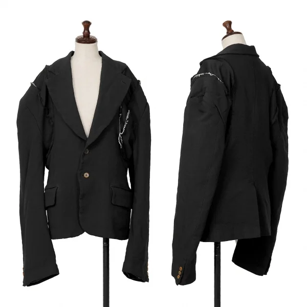 コムデギャルソンCOMME des GARCONS 断ち切りデザイン2Bジャケット 黒S