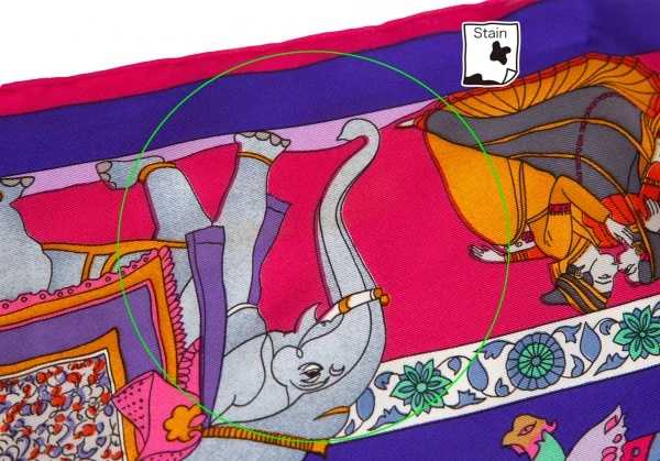 エルメスHERMES カレ90 眩惑のインド スカーフ 紫他 (K-126969)