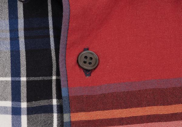 コムデギャルソンシャツパッチワークマルチカラーレッドチェックシャツ