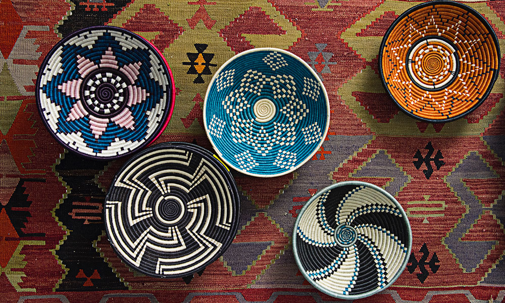 カゴアミドリ Ruise B ルワンダ バスケット 空と太陽 2点おまとめ