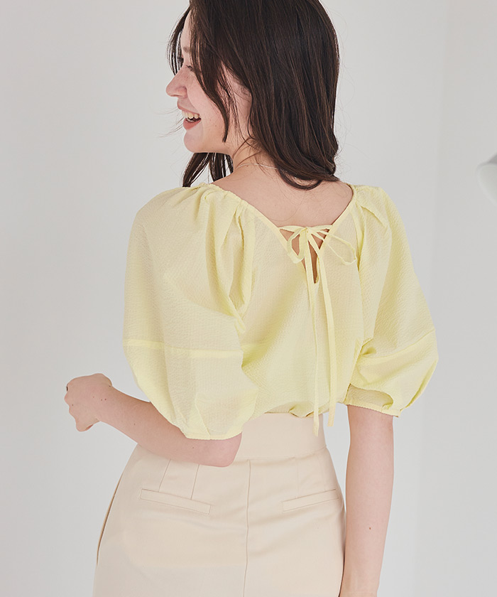 Vネックパフスリーブトップス【メール便可／100】 | titivate