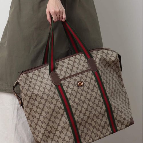 VINTAGE GUCCI/グッチ】ボストンバッグ large gg web（ボストンバッグ