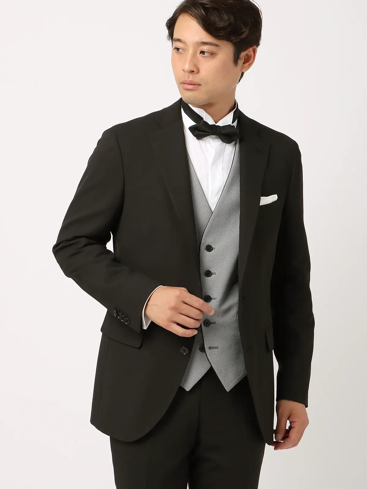 スーツ／スリーピース／フォーマル兼用／2つボタン／無地／CH22