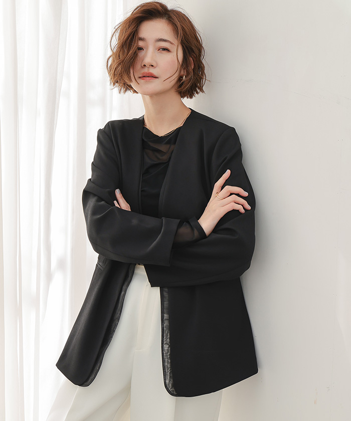 シアーレイヤードノーカラージャケット | ur's（ユアーズ）