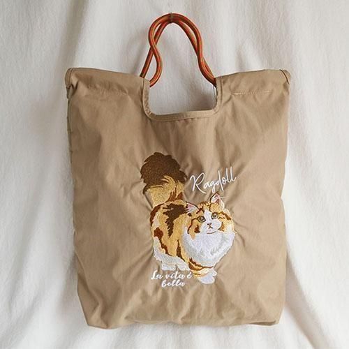 猫のラグドール刺繍トート|収納バッグ - 猫雑貨・猫グッズ 猫的生活