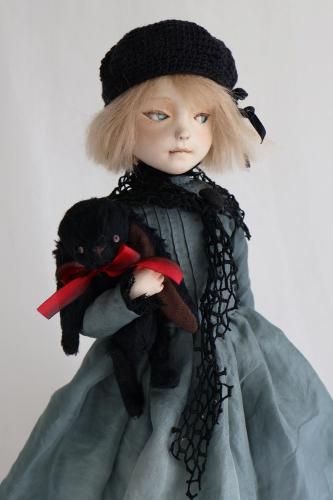 ビスクドール うさぎの帽子の子 うさぎの帽子のこどもビスクドール