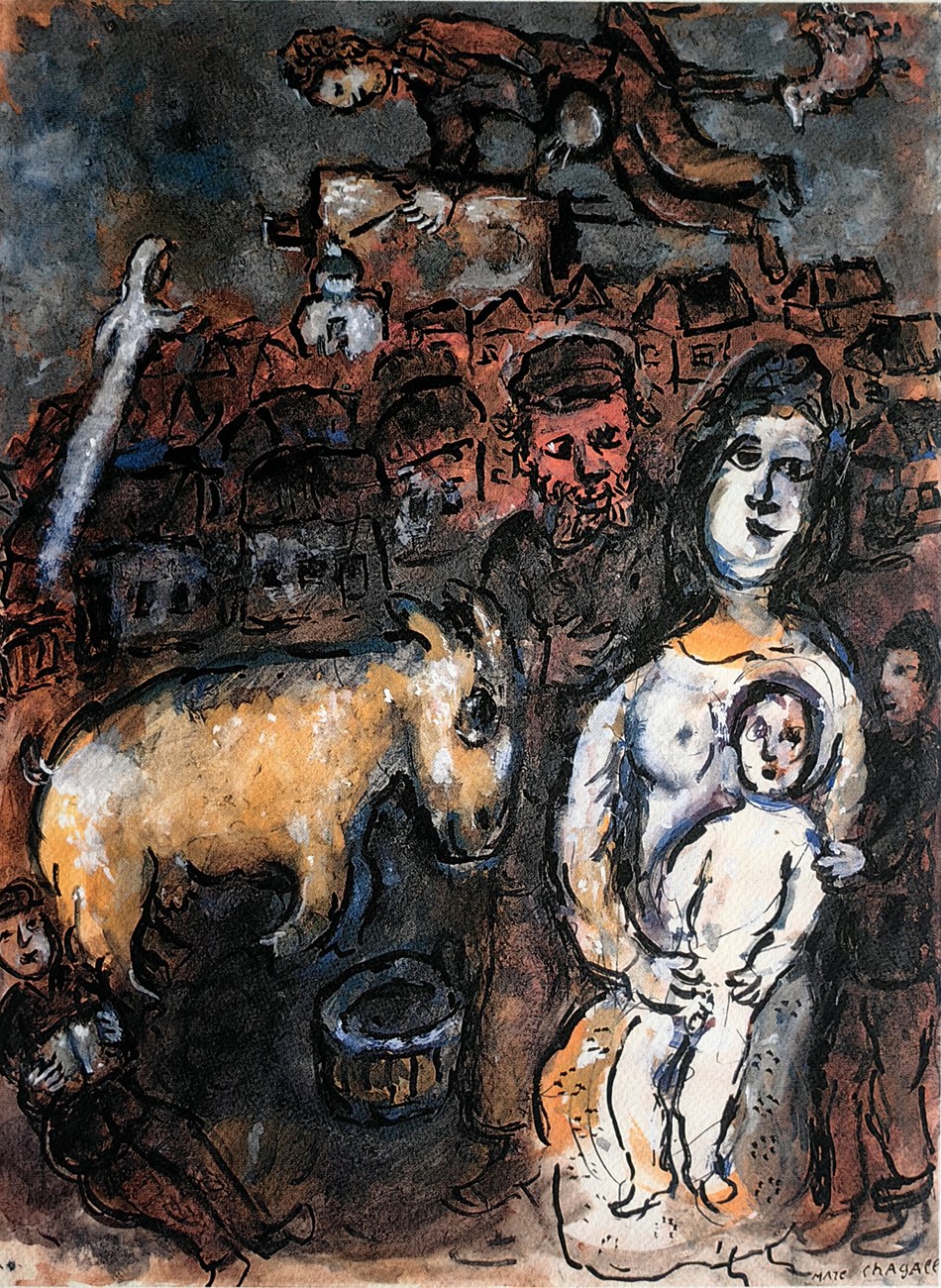 Marc Chagall (1887-1985), Family portrait with orange goat