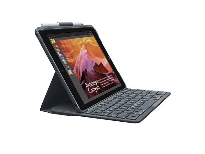 ロジクール、iPad第5/6世代に対応したキーボード一体型ケース「SLIM