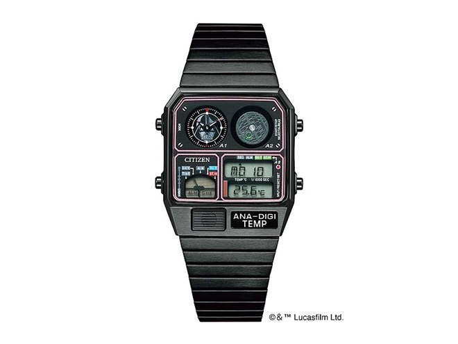 シチズン、スター・ウォーズをモチーフにしたアナデジテンプ腕時計