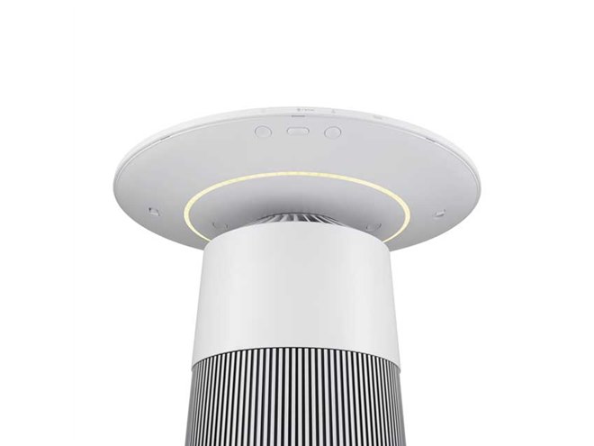 LG、テーブルやQi充電機能を備えた360度型空気清浄機「PuriCare