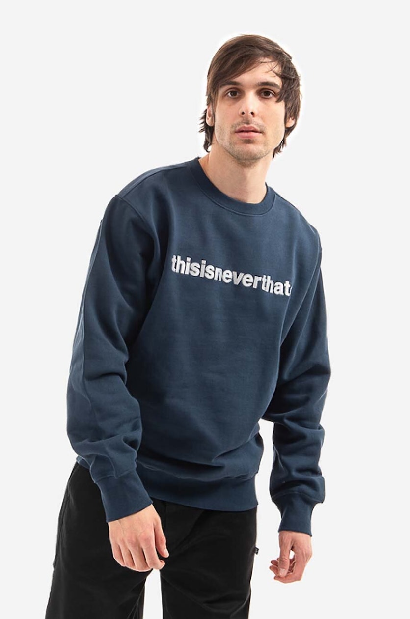 thisisneverthat cotton sweatshirt T-Logo Crewneck men's navy blue