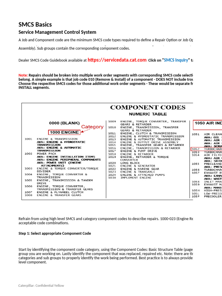 Caterpillar SMCS Code Selection Guide | PDF | Mechanical Engineering