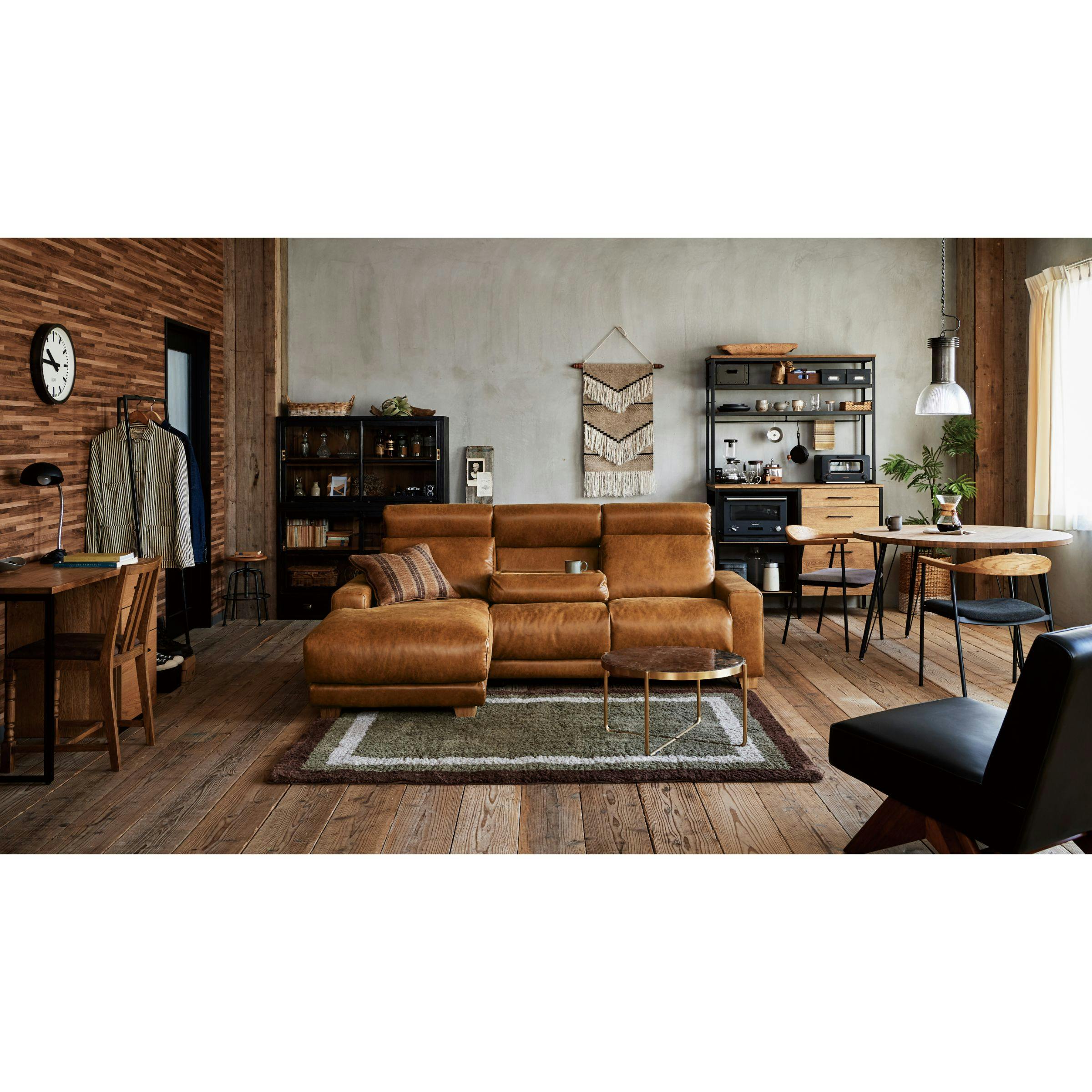 COMFORM 右カウチソファ ハーデス SLT13 オーカーブラウン ソファ 3人