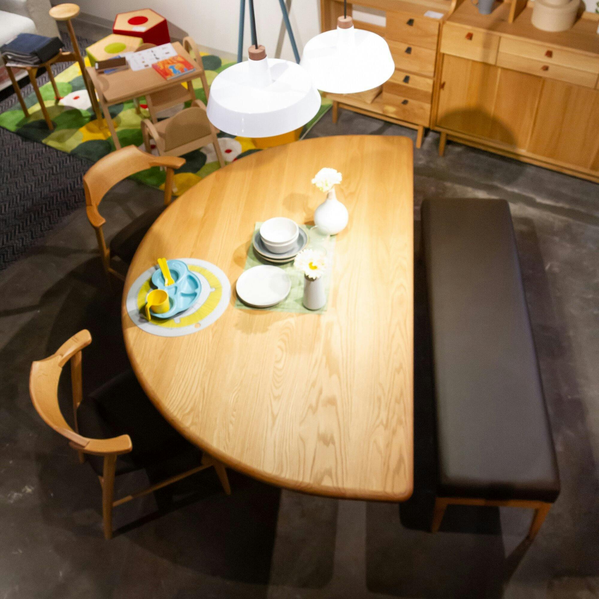 筑波産商 アルボル YUME2 160×100 半円 ダイニングテーブルT